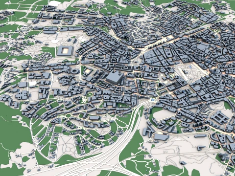 Cityscape Oviedo Spain Map 3D Model