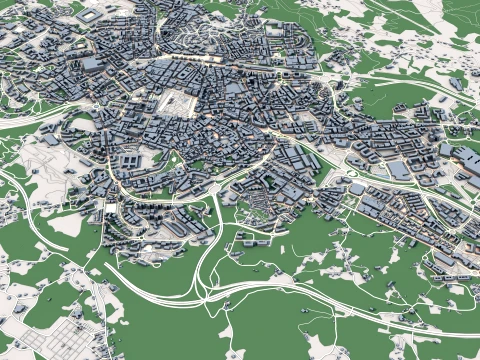 Cityscape Oviedo Spain Map 3D Model