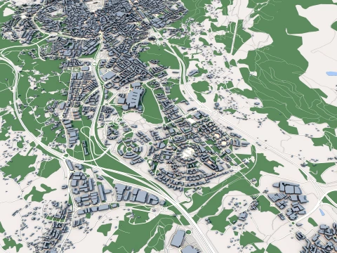 Cityscape Oviedo Spain Map 3D Model