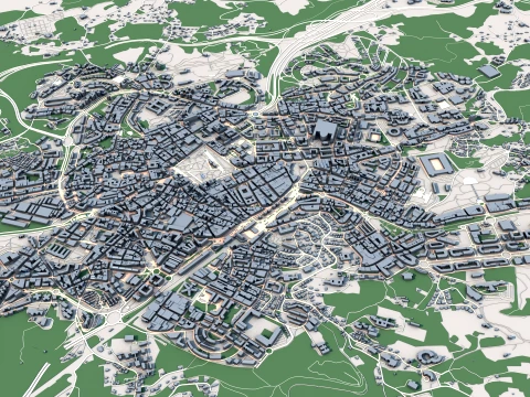 Cityscape Oviedo Spain Map 3D Model