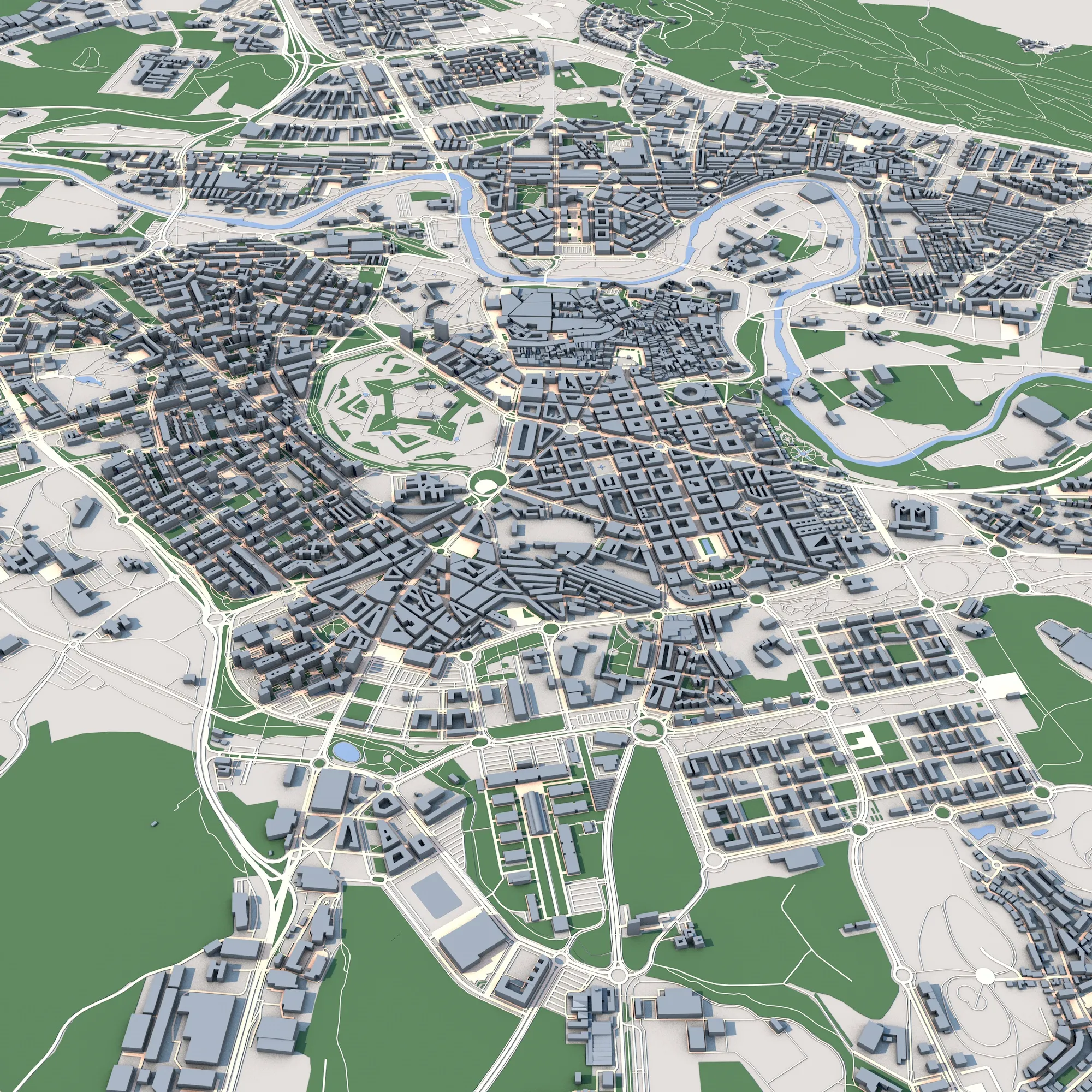 Cityscape Pamplona Spain Map 3D Model .c4d .max .obj .3ds .fbx .stl .blend 
