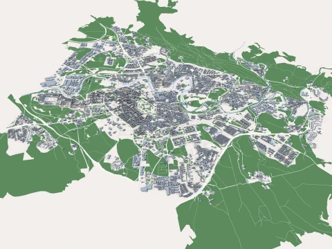 Cityscape Pamplona Spain Map 3D Model