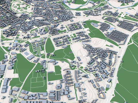 Cityscape Pamplona Spain Map 3D Model