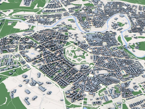 Cityscape Pamplona Spain Map 3D Model
