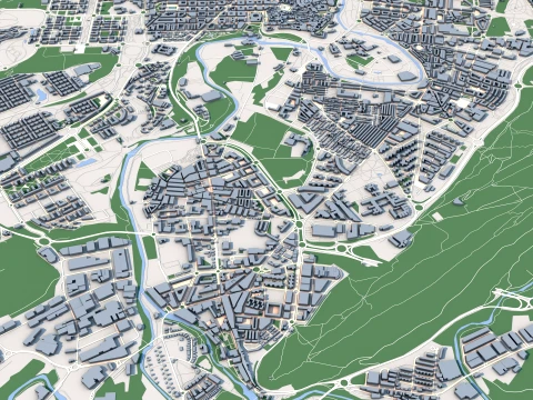 Cityscape Pamplona Spain Map 3D Model