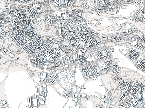 Cityscape Pamplona Spain Map 3D Model