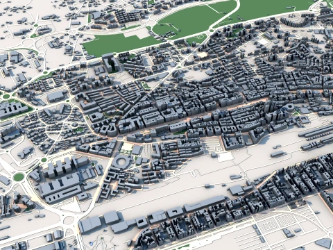 Cityscape Santander Spain Map 3D Model
