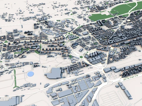 Cityscape Santander Spain Map 3D Model