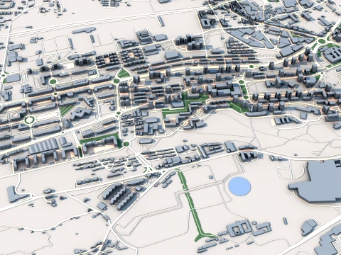 Cityscape Santander Spain Map 3D Model