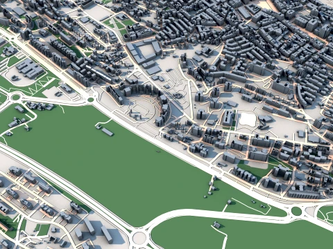 Cityscape Santander Spain Map 3D Model