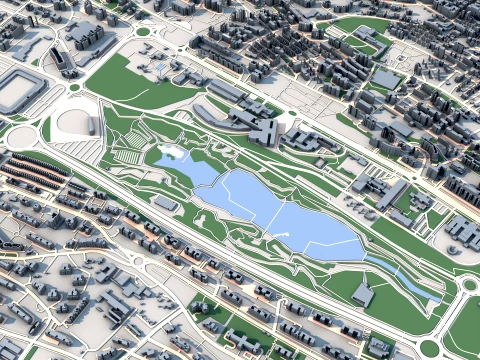 Cityscape Santander Spain Map 3D Model