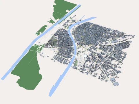 Cityscape Seville Spain Map 3D Model