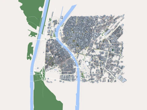 Cityscape Seville Spain Map 3D Model
