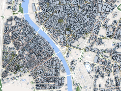 Cityscape Seville Spain Map 3D Model
