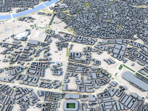 Cityscape Seville Spain Map 3D Model