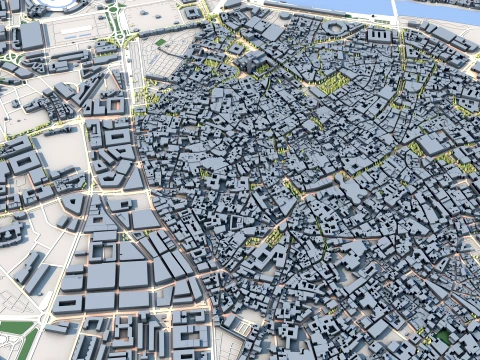 Cityscape Seville Spain Map 3D Model