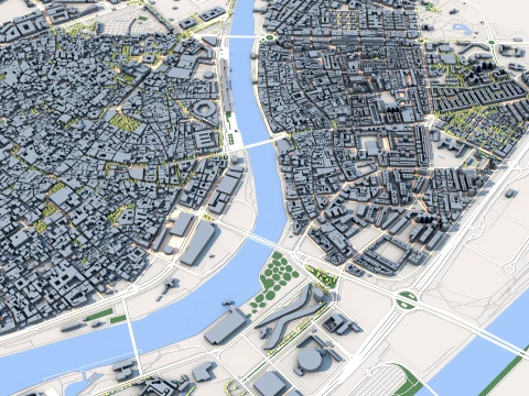 Cityscape Seville Spain Map 3D Model