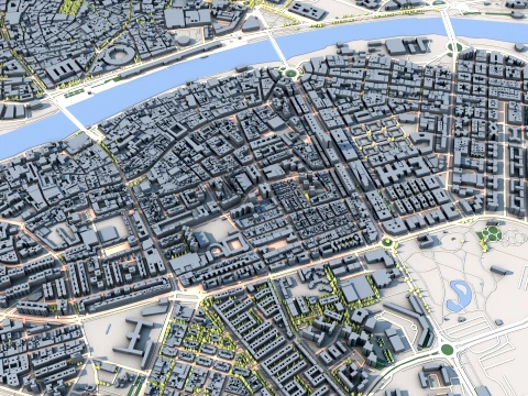 Cityscape Seville Spain Map 3D Model