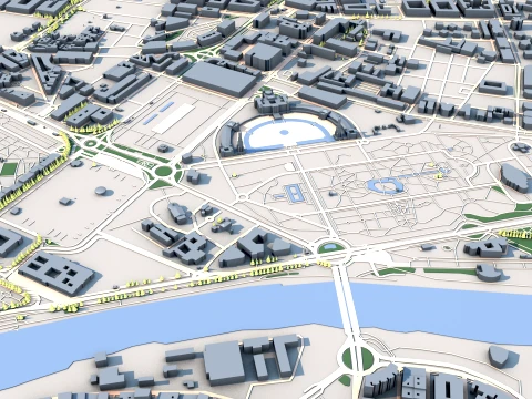 Cityscape Seville Spain Map 3D Model