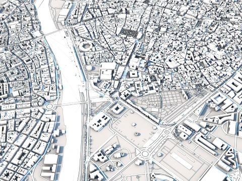 Cityscape Seville Spain Map 3D Model