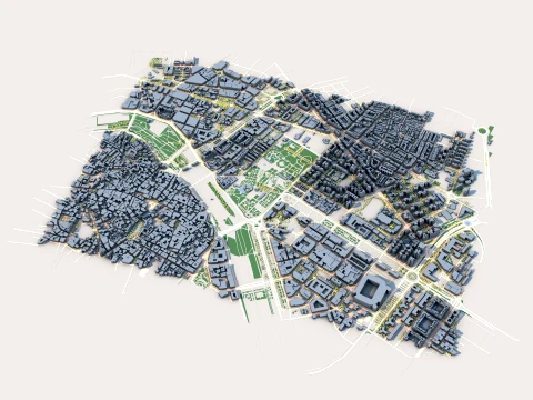 도시 발렌시아 스페인 지도 3D 모델