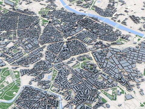 Mapa miasta Saragossa, Hiszpania Model 3D