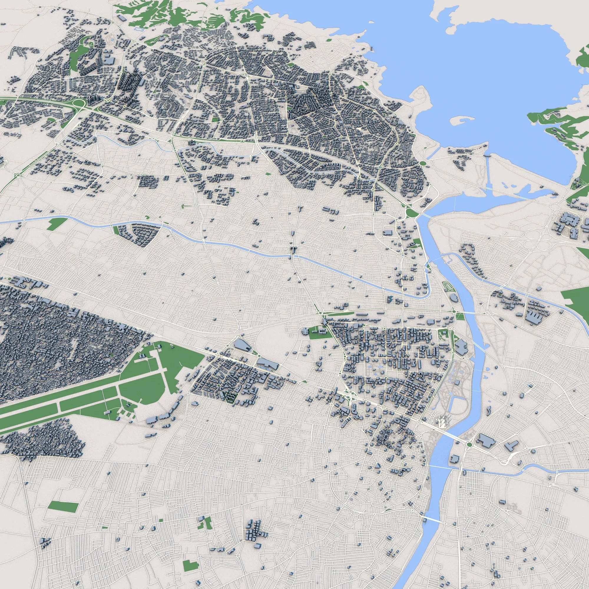 都市景観アダナ トルコの地図 3Dモデル .c4d .max .obj .3ds .fbx .stl .blend