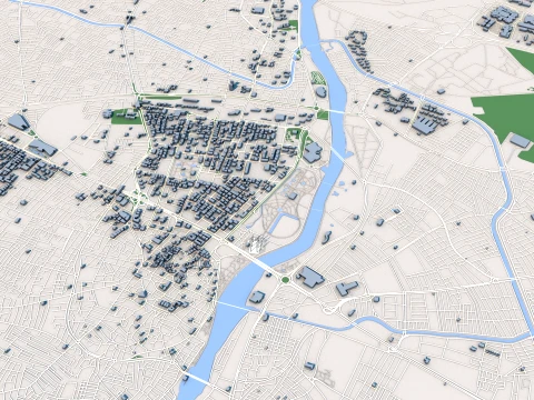 都市景観アダナ トルコの地図 3Dモデル
