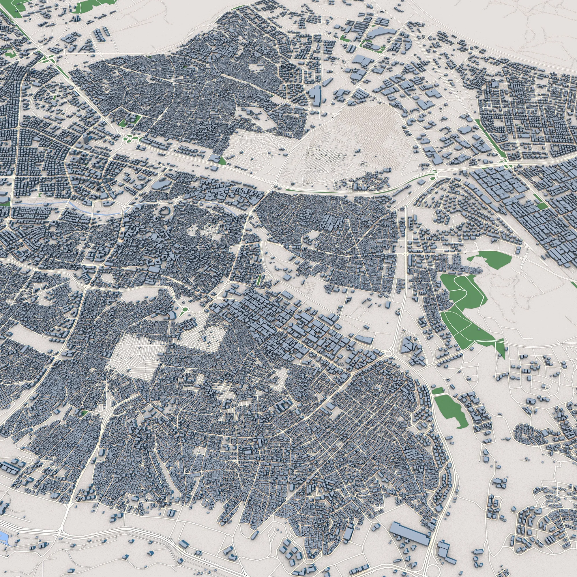 Cityscape Gaziantep Turkey Map 3D Model .c4d .max .obj .3ds .fbx .stl .blend