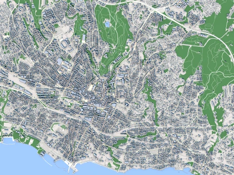 Cityscape Lausanne Switzerland Map 3D Model