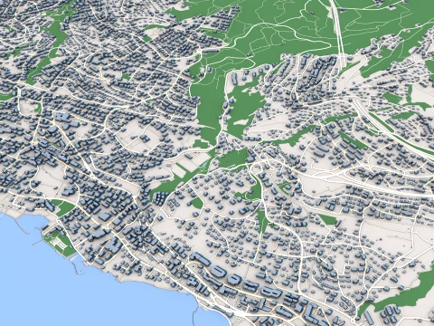 Cityscape Lausanne Switzerland Map 3D Model
