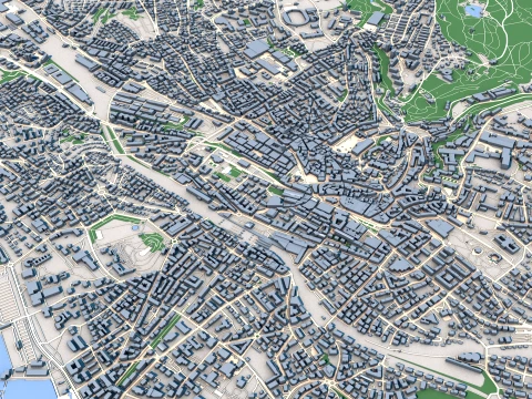 Cityscape Lausanne Switzerland Map 3D Model
