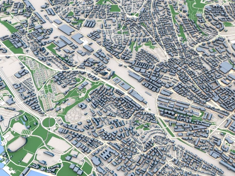 Cityscape Lausanne Switzerland Map 3D Model