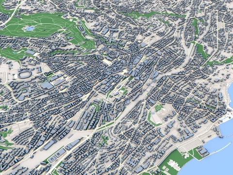 Cityscape Lausanne Switzerland Map 3D Model