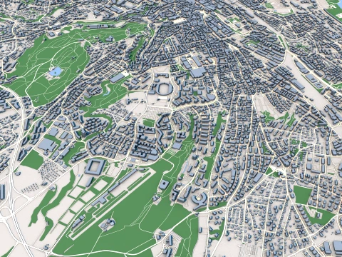 Cityscape Lausanne Switzerland Map 3D Model