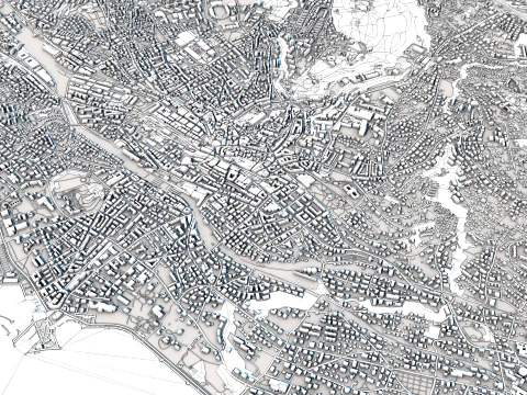 Cityscape Lausanne Switzerland Map 3D Model