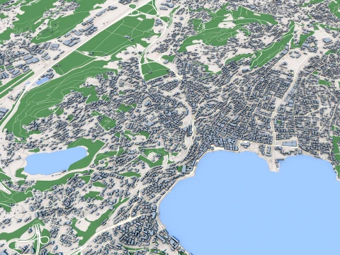Mapa miasta Lugano w Szwajcarii Model 3D