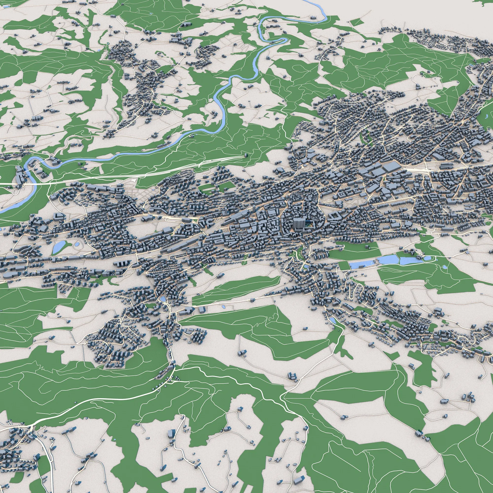 Cityscape St Gallen Switzerland Map 3D Model .c4d .max .obj .3ds .fbx .stl .blend 