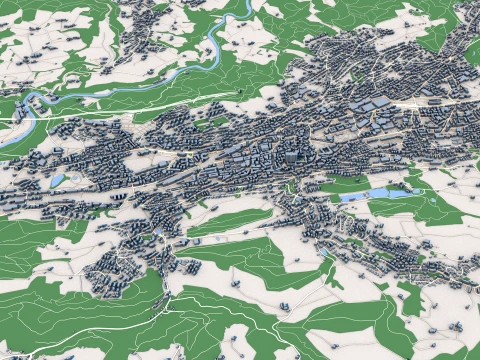 Mapa miasta St Gallen w Szwajcarii Model 3D