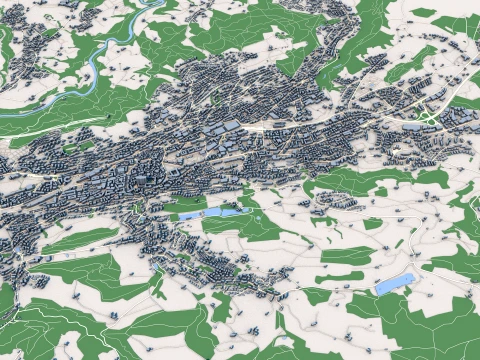 Cityscape St Gallen Switzerland Map 3D Model