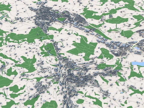 Cityscape St Gallen Switzerland Map 3D Model