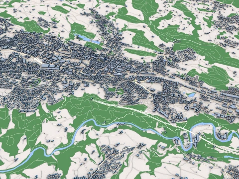 Cityscape St Gallen Switzerland Map 3D Model