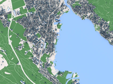 都市景観トゥーンタウンスイス地図 3Dモデル