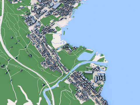 都市景観トゥーンタウンスイス地図 3Dモデル