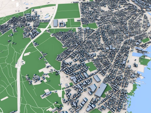 都市景観トゥーンタウンスイス地図 3Dモデル