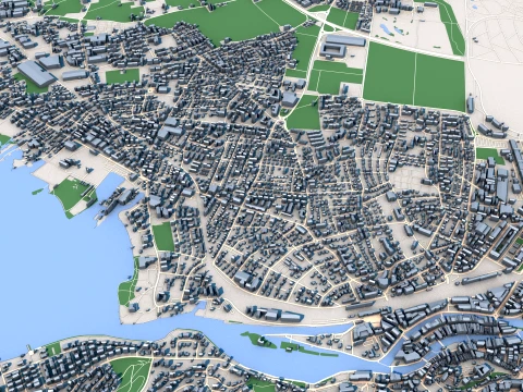 都市景観トゥーンタウンスイス地図 3Dモデル