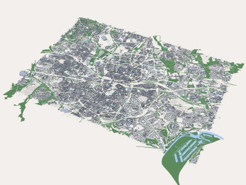 Cityscape Essen Germany Map 3D Model