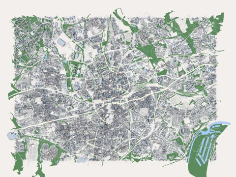 Cityscape Essen Germany Map 3D Model