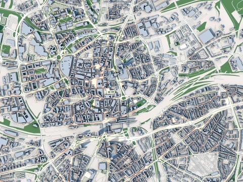 Cityscape Essen Germany Map 3D Model