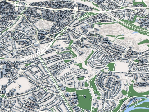 Cityscape Essen Germany Map 3D Model
